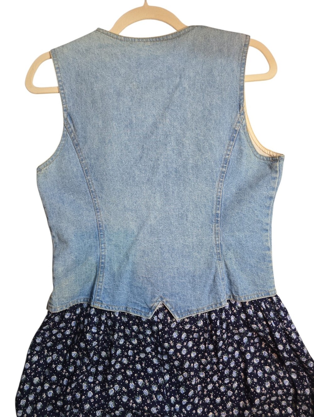 Vintage 90s Paris Blues Denim Vest Floral Maxi Dress Size 9 Cottagecore Grunge - Picture 13 of 13